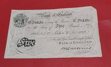 B228 ,Catterns  White £5  Note  1929,, Vf/vf+  ,, 