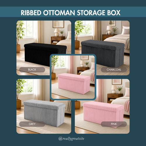 Ribbed ottoman storage - storage, box