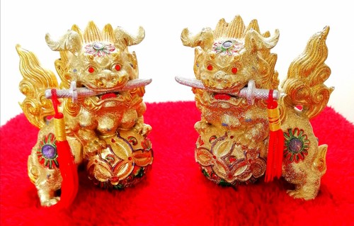 Foo dog lion dragon pair - dragon, 5"
