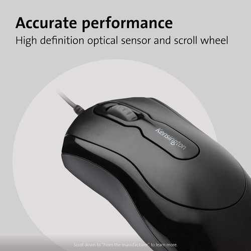 Kensington wired mouse - wired, optical