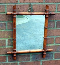 Victorian antique faux bamboo turned beech Oxford wall dressing make up mirror