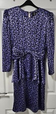 Quorum Vintage 70s/80s Purple Peplum Shoulder Pad Dress Size EU 40 (12) Unique