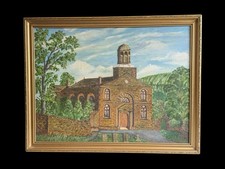 Oil on Canvas St John the Divine Cliviger Burnley Naive Style Signed Fenton