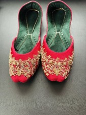 Red Zari Work Velvet Khussa
