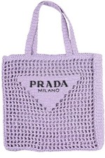 PRADA PURPLE RAFFIA TOTE BAG