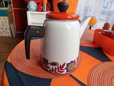 VINTAGE RETRO ENAMELLED STEEL COFFEE/TEA POT KETTLE ELECTRIC GAS INDUCTION HOB