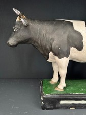 Model Holstein/Fresian Bull&Cow. Mid century, hand modelled, agricultural. Pair