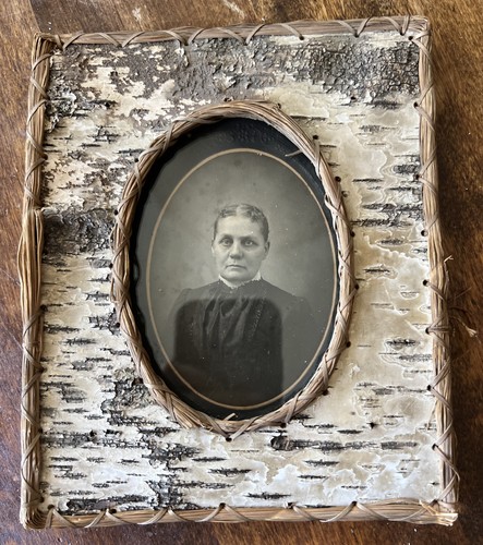 C1890 antique birch bark frame - c1890,