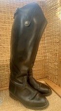 Rectiligne Long Black Leather Riding Boots Size 37 UK Size 4