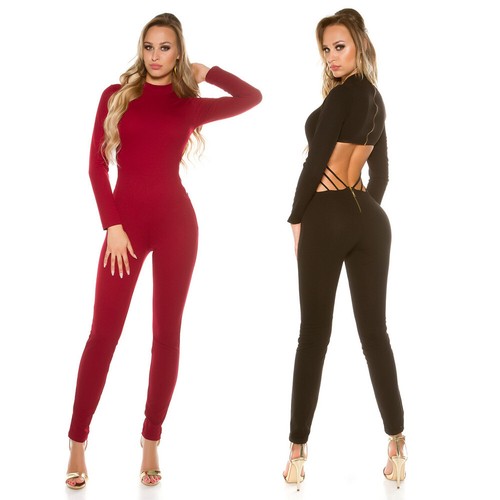 Open back jumpsuit - open,