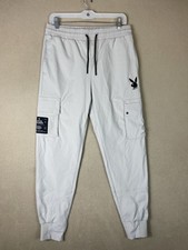Playboy Pants Womens L Ivory Cargo Tapered Elastic Waist Stretch Jogger