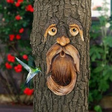 Bird Feeder Tree Face Yard Art Decoration Easter Outdoor Tree Sculpture