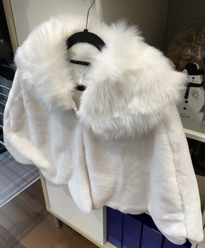 White faux fur - white, bolero