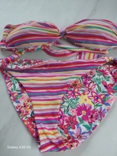 NWOT Women's Multicoloured Triangle Bikini Set - Size Large