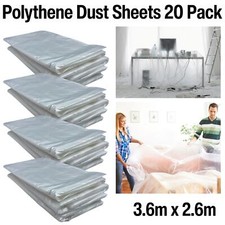 20x Polythene Dust Sheet Clear Cover For Painting Decorating Furniture Plastic