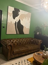 Chesterfield Leather Sofa, Brown, 3-Seater