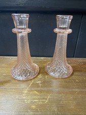 Antique pink glass candle - pink,