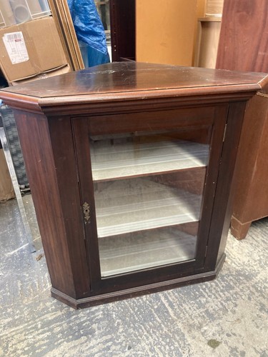 Brown corner display - display, cabinet