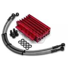 Red CNC Alloy Pit Bike Oil Cooler Radiator Kit Quad Engine 50cc - 170cc Fitting