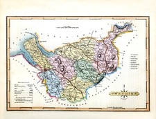 Vintage County Map of Cheshire 1819 Antique Repro Wall Art Print A3 A4