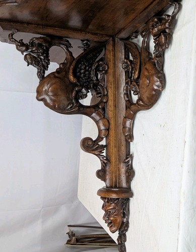Large wall shelf walnut 19th - wall,