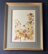 Vintage Pressed Flower Arrangement Artwork Framed Picture