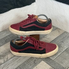 Vans Old Skool Red Leather Suede UK 9 Trainers Casual Sports Low Retro Shoes