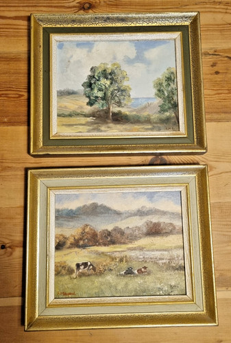 Pair framed landscape oil - of,
