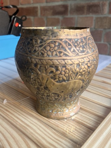 Ornate brass vase with - ornate,