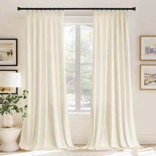 PONY DANCE White Velvet Blackout Pencil Pleat Curtains for Kids Room & Living R