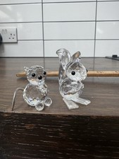 Vintage Swarovski Crystal Glass Animals Squirrel & Cat Damaged