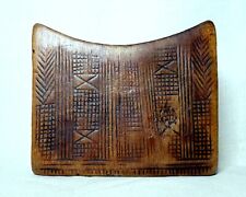 Antique Ethiopian Wooden Headrest Portable Amazing Incised Design Great Patina
