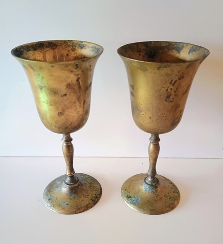 Vtg metal goblets - metal, drink