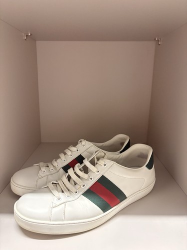 Gucci ace web leather trainers - leather,