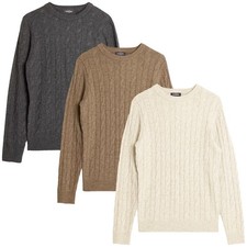 New Mens Wool Sweatshirt Round Neck Sweater Knit Jumper Pullover Knitwear Top