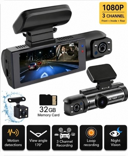 Channel dash cam 1080p - 3-channel, front