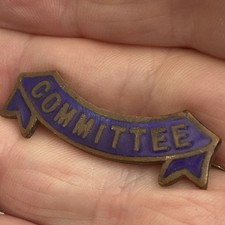 Classic Vintage COMMITTEE Gold Tone & Blue Enamel Lapel Pin Badge