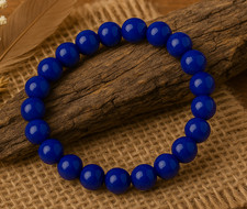 Dark Blue Elastic Stretch Bracelet 8mm Glossy Bead Women
