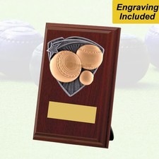 Lawn Bowls Plaque, Dark Wood