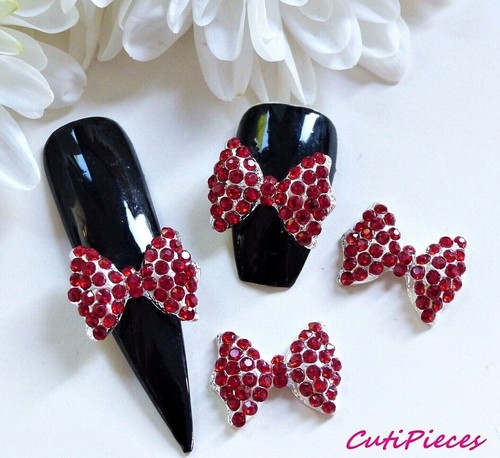 Nail art bow xmas - nail, red