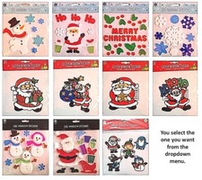 Christmas Gel Window Stickers Decorations Xmas Santa Snowman Snowflake