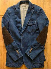 GANT Denim Blazer Jacket Heritage Ivy Workwear Elbow Patch 90s Y2K Mens Small