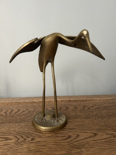 Vintage brass crane heron - vintage,