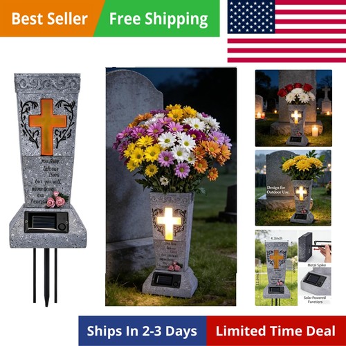 Solar cemetery vase for grave - cemetery,