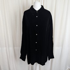 Laura Ashley Velvet Silk Blend Vintage Long Shirt Blouse UK 14 16 Relaxed Party