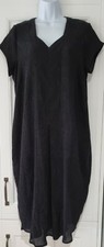 Womens Chesca Black Crinkle Pleated Lagenlook Balloon Dress With Pockets Size 1.