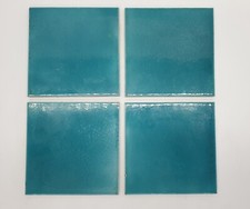 Set of 4 Antique Fireplace Tile Blue Plain Design by Sherwin & Cotton C1900