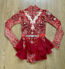 Showgirl leotard burlesque Red With Rhinestones And Tutu