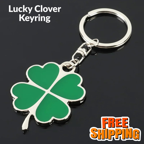 Green four leaf clover - green, keyring