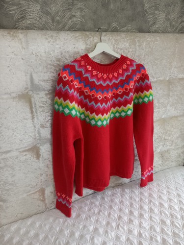 Boden red fair isle - pom, pom